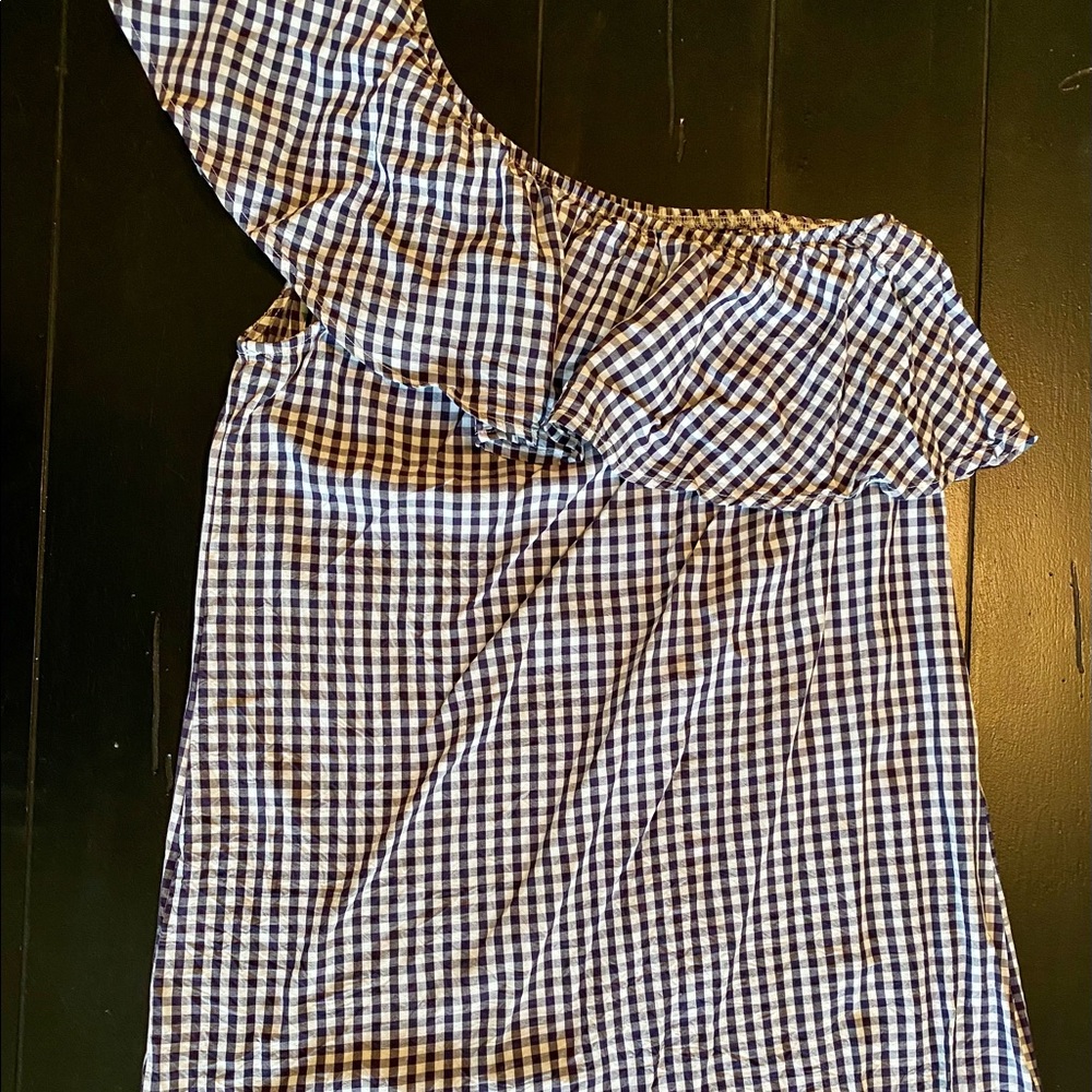 Gingham one shoulder dress tunic size small